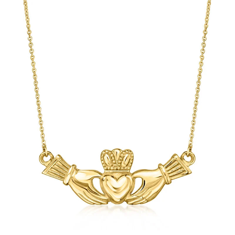 14kt Yellow Gold Claddagh Necklace | Ross-Simons