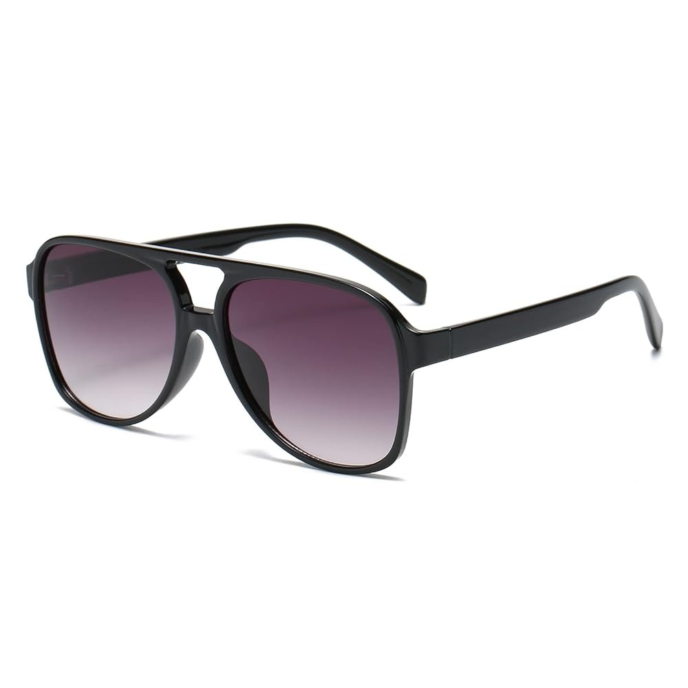 YAMEIZE Retro Double Bridge Rectangle Sunglasses - for Women Men Square Night Vision UV400 Protec... | Amazon (UK)