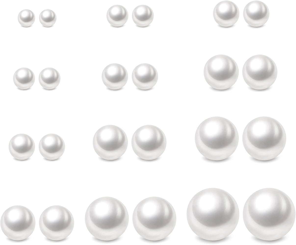 Charisma 4-12mm Composite Pearl Earrings Round Ball Pearls Stud Earrings Hypoallergenic 5 Pairs Mixe | Amazon (US)