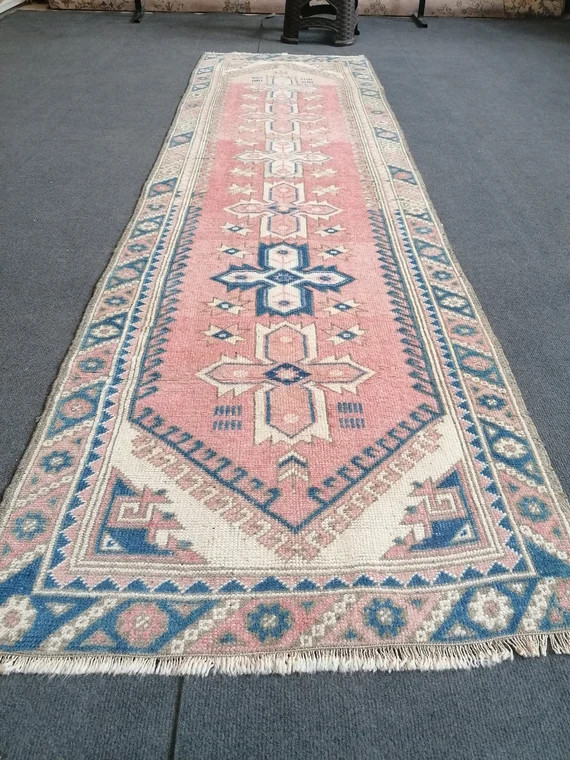 Blue Runner Rug Turkish Runner Rug  Vintage Runner Rug Pastel | Etsy | Etsy (US)