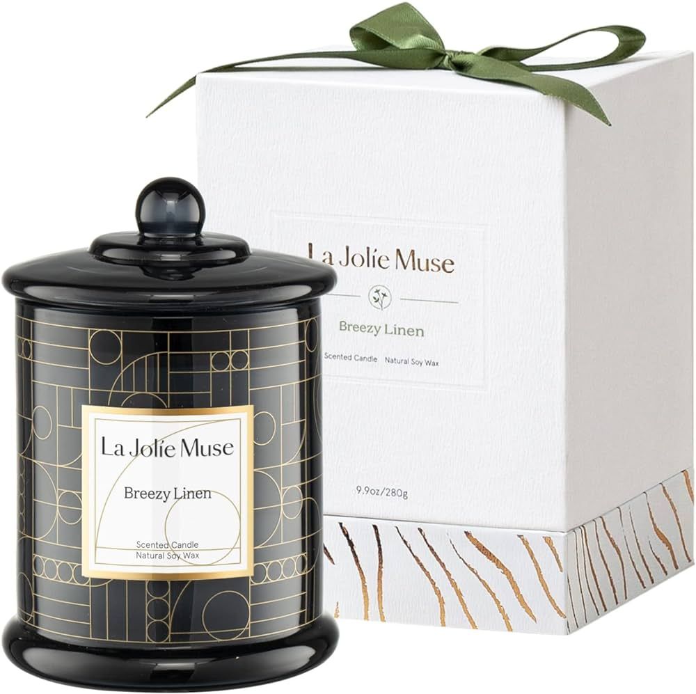 LA JOLIE MUSE Scented Candle, Fresh Linen Candle, Luxury Candle Gift with Gift Box, Aesthetic Can... | Amazon (US)
