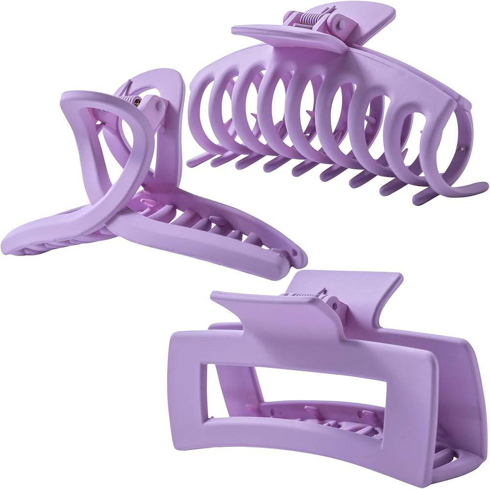 Kitiin Lavender Large Hair Claw Clips for Thick/Fine/Thin Hair,Strong holding teeth interlocking ... | Amazon (US)
