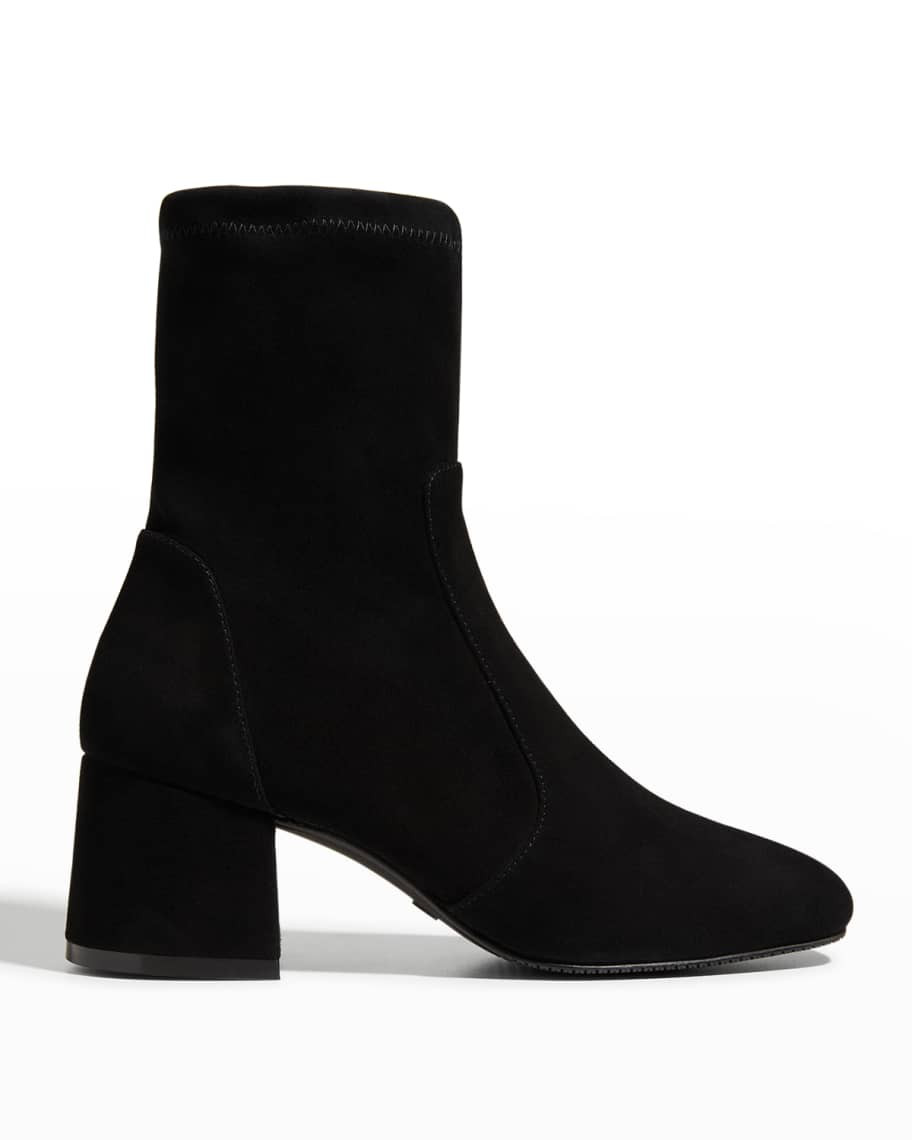 Stuart Weitzman Sleek Suede Sock Booties | Neiman Marcus