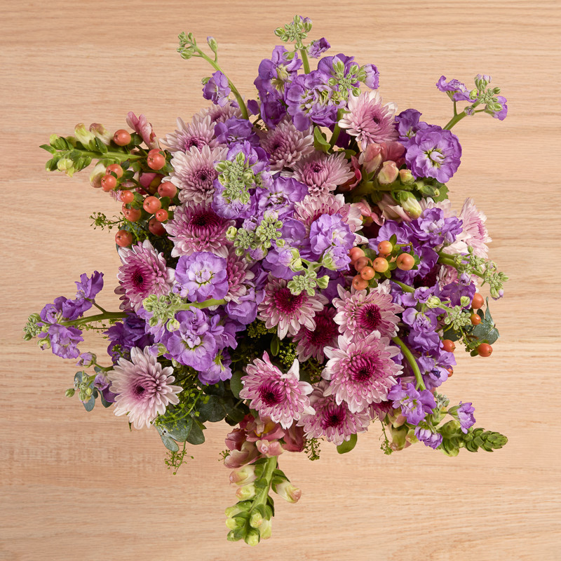 Vibrant Peach Hypericum, Pink Pom Cushion Bouquet - The Bouqs Co. | The Bouqs Co.