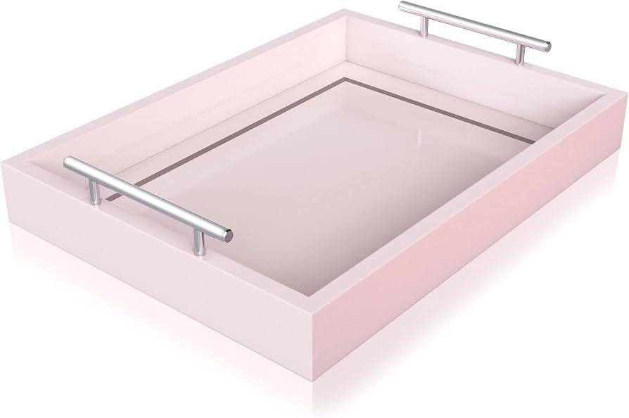 Deluxe Tray for Coffee Table – Light Pink Tray Decorative Tray for Bathroom, Pink Table Decor16... | Amazon (US)