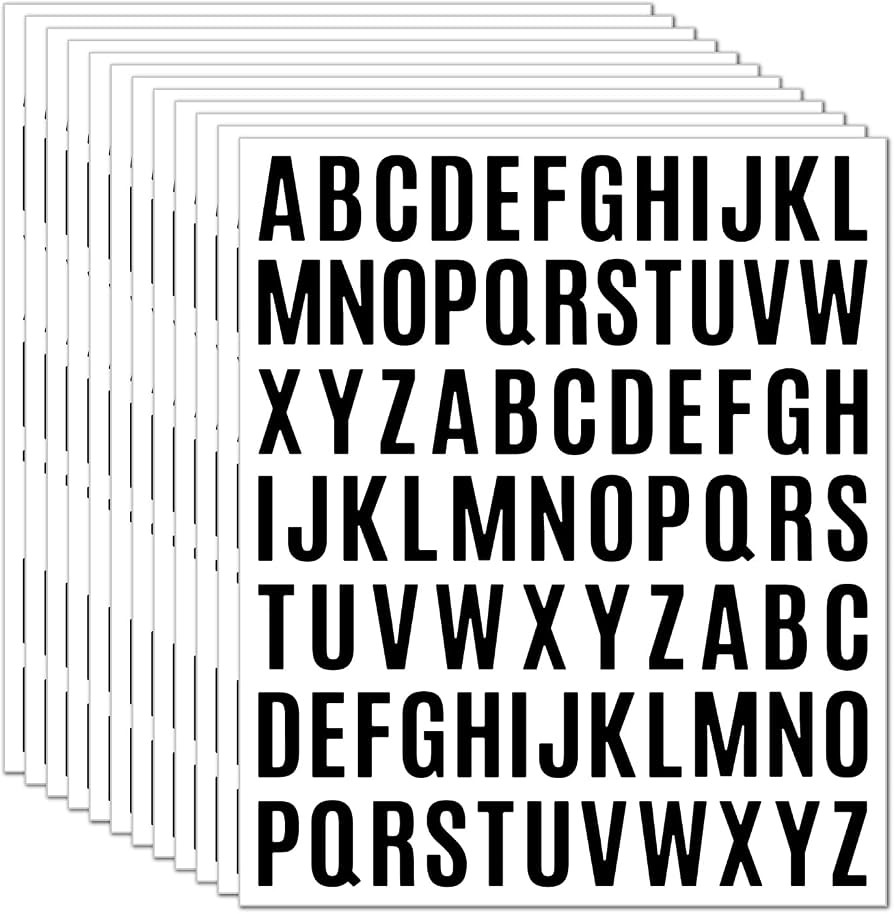 10 Sheet Small Letter Stickers - 1 Inch Black Vinyl Self Adhesive Alphabet Stickers Stick On Lett... | Amazon (US)
