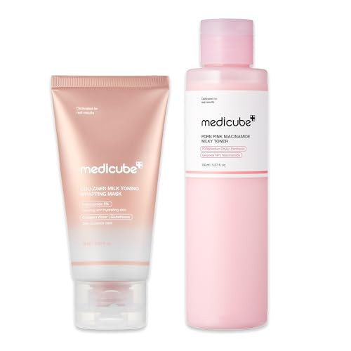 medicube Milky Glazed Donut Skin Duo: Collagen Glazed Milky Glow Wrapping Mask and PDRN Pink Niacinamide Milky Toner | Moisture-Boosting Toner and Mask for Radiant Glass Glow Skin | Amazon (US)