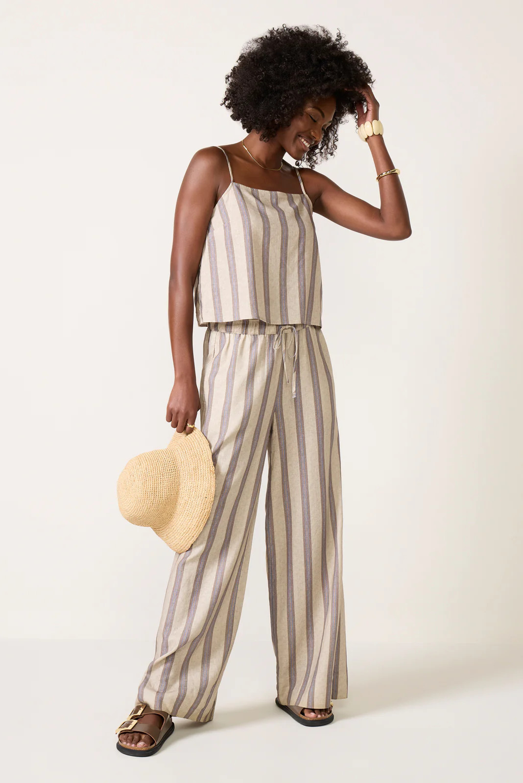Z SUPPLY Women's Leah Linen Stripe Pants, Size XS, Taupe | Evereve