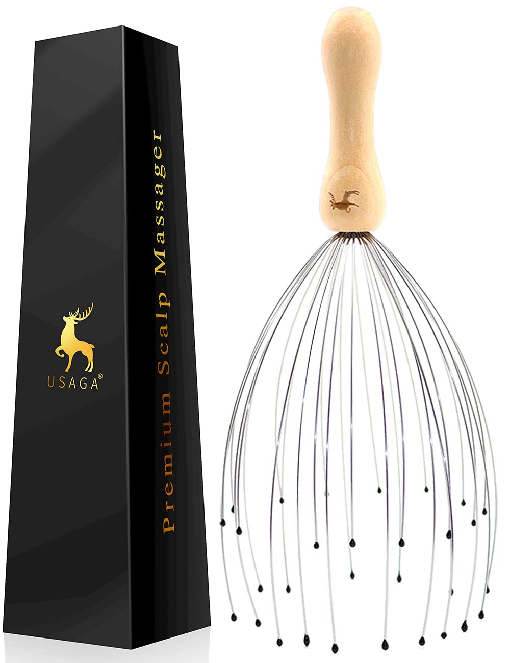 USAGA 32 Fingers Head Massager Head Scratcher Scalp Massager for Head Body Relaxing Wood Handle (... | Amazon (US)