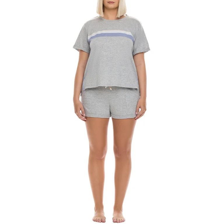 kindly Yours Colorblock Day & Night Short Sleeve Tee and Short Set (Women’s) - Walmart.com | Walmart (US)