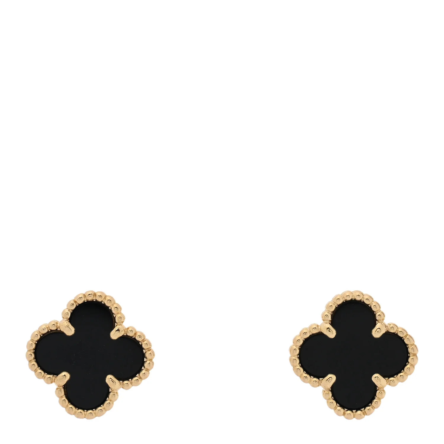 Van Cleef &amp; Arpels 18K Yellow Gold Black Onyx Sweet Alhambra Earrings 1758632 | FASHIONPHILE (US)