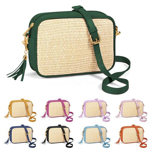 YOOLIFE Purses for Women Crossbody Bag - Crossbody Purses for Women Small Purses for Women Cross Body Bag for Woman Straw Leather Crossbody Bags for Women Green Bags Small Crossbody Purses | Amazon (US)
