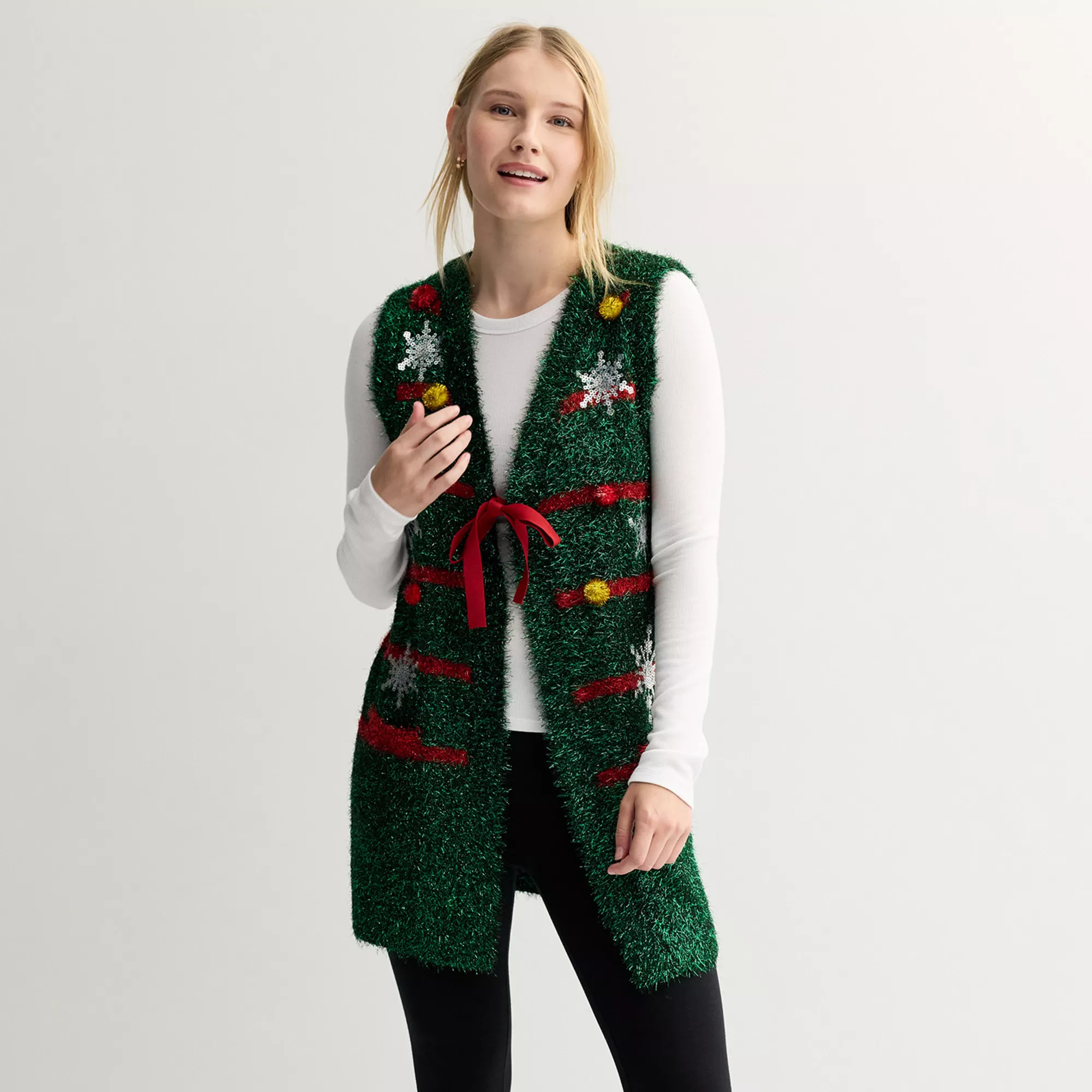 Women's Jollidays Sleeveless Holiday Open Front Vest | Kohl's