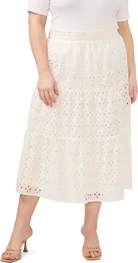 Floral Eyelet Embroidered Cotton Midi Skirt | Nordstrom