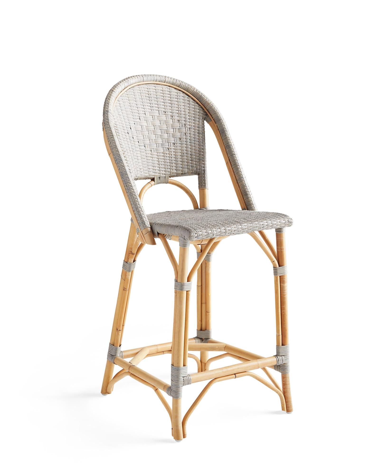Sunwashed Riviera Rattan Counter Stool - Mist | Serena and Lily