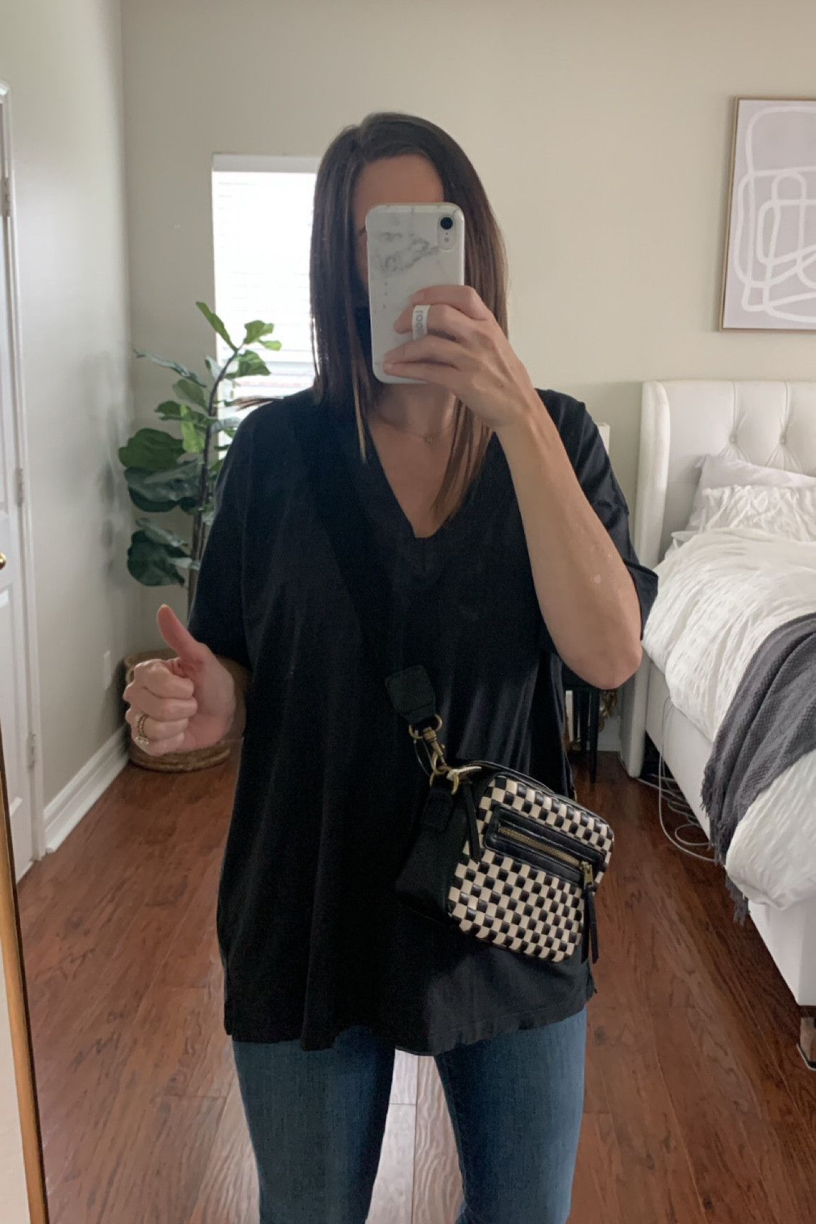 Aerie oversized v-neck boyfriend tee, 30% off, wearing a small in black. Lots of colors! Camera checkered crossbody bag for $25

Aerie, loungewear, purse, mom life, oversized tee

#LTKstyletip #LTKsalealert #LTKSale