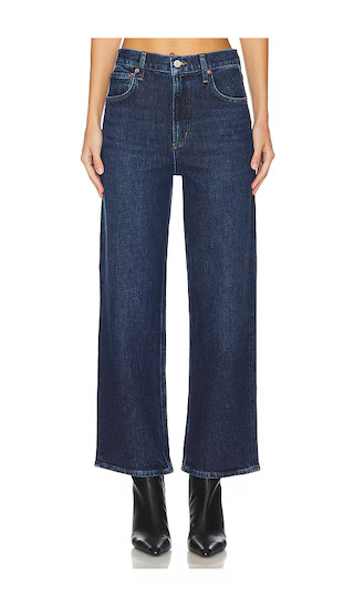 AGOLDE Ren High Rise Wide Leg Jeans in Denim-Dark. - size 32 | Revolve Clothing (Global)