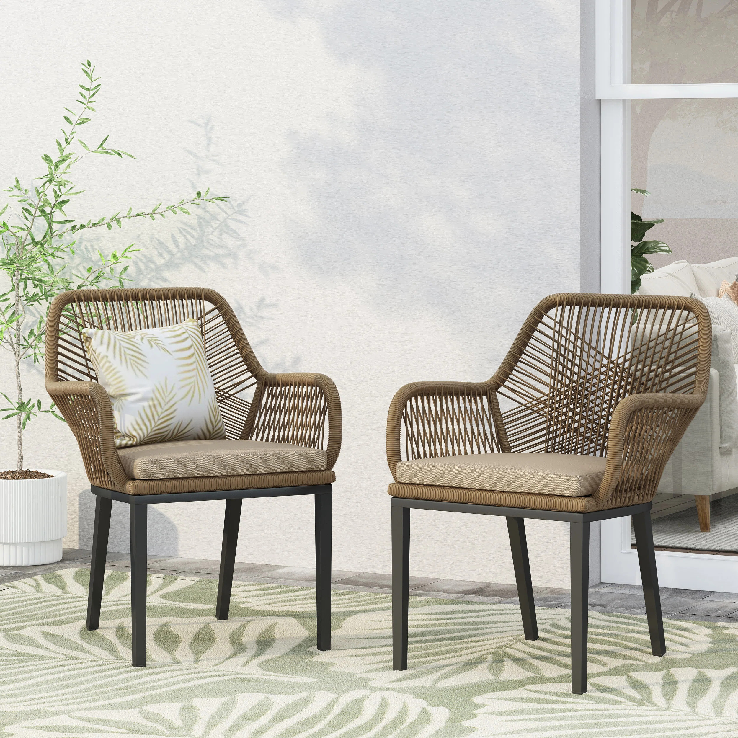 Faygrove Patio Dining Armchair with Cushions (Set of 2) | Wayfair North America