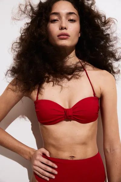 Padded Bandeau Bikini Top - Halterneck - Red - Ladies | H&M US | H&M (US + CA)