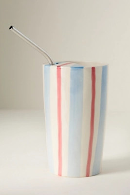 Daily Stripe Stoneware Demi Lid Sipper | Anthropologie (US)