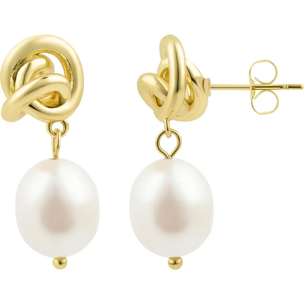 Adornia Knot & Freshwater Pearl Drop Earrings in White/Gold at Nordstrom Rack | Nordstrom Rack