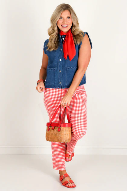 Aria Denim Blue Sleeveless Top | The Willow Tree