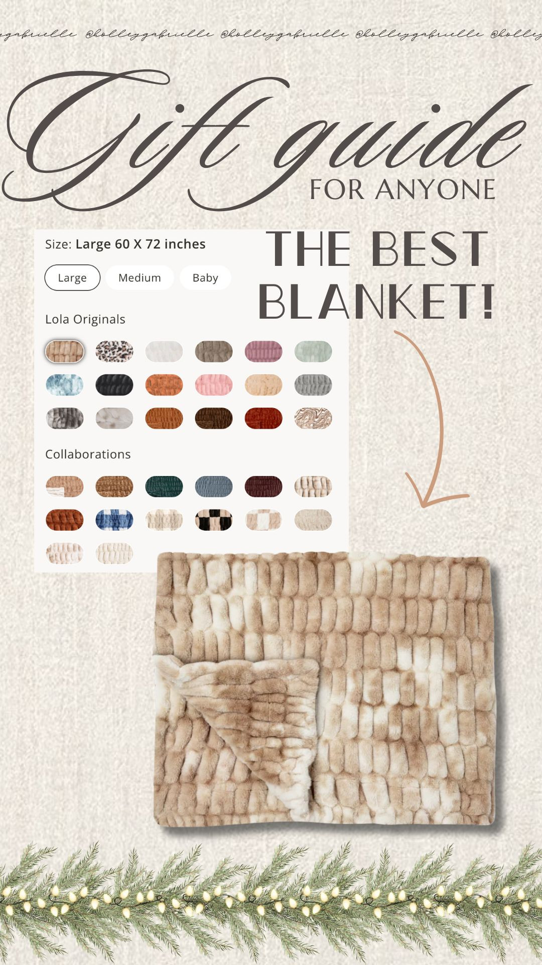 GIFT GUIDE: the perfect gift for anyone on your list!☺️🎁✨ Use code: HOLLEY55 for 55% off sitewide off Lola Blankets. Wash on cold, delicate, and cool dry to retain its softness!

gift guide / gift ideas / gift / christmas gifts / holiday gifting / for her / for him / presents / present ideas / lola blanekts / gift for in law / gift for neighbor / Holley Gabrielle 

 

#LTKHoliday #LTKSeasonal #LTKGiftGuide
