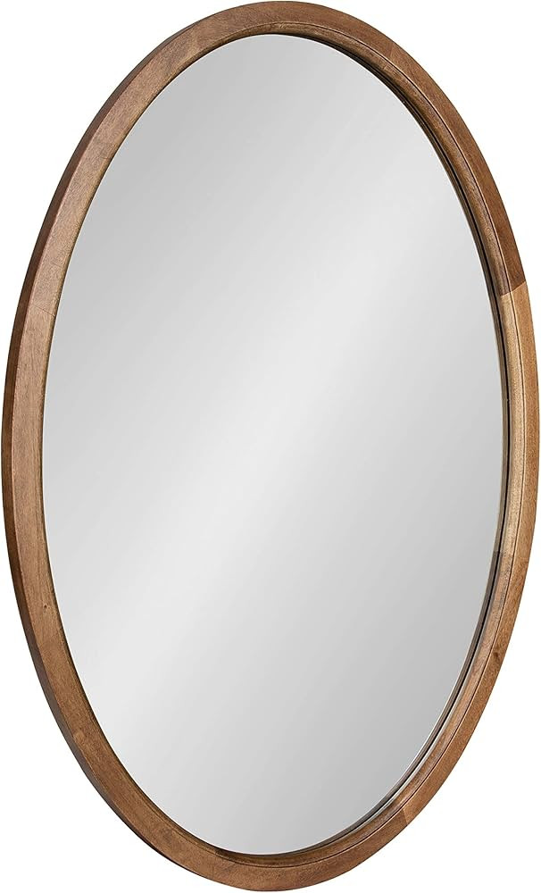 Kate and Laurel Hogan Farmhouse Oval Framed Wall Mirror, 24 x 36, Rustic Brown, Decorative Bullet... | Amazon (US)