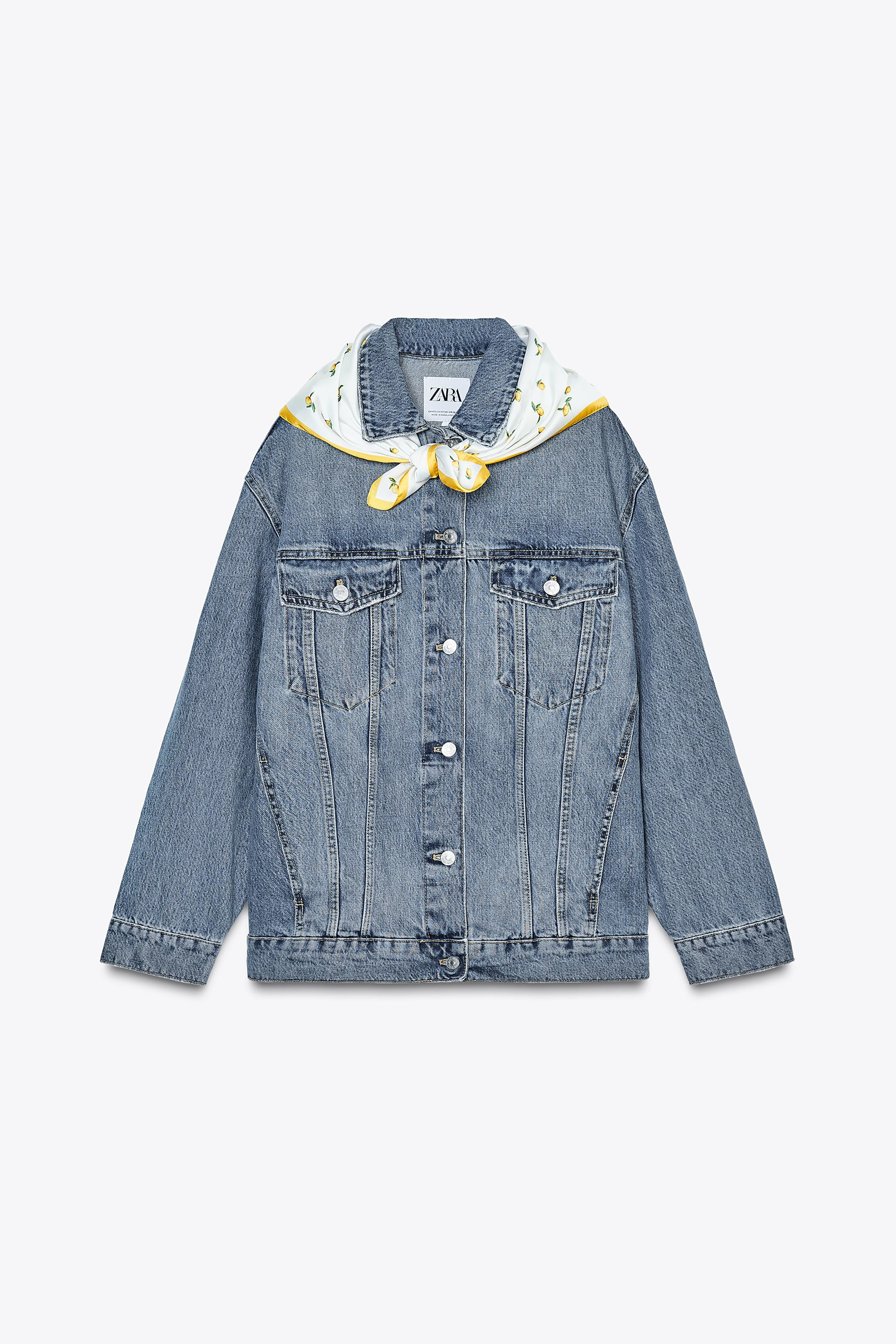 TRF OVERSIZE DENIM JACKET WITH SCARF | Zara US