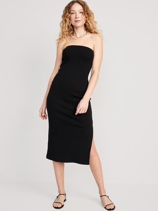 Fitted Rib-Knit Midi Tube Dress for Women | Old Navy (US)