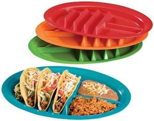 Official Taco Plate Fiesta Taco Holder, Jarratt Industries Divided Taco Plates, Made in the USA, ... | Amazon (US)