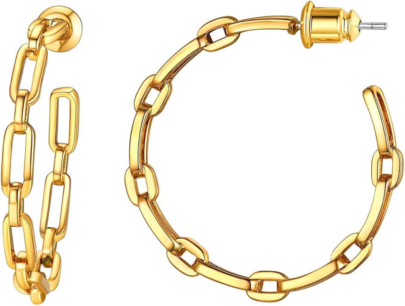 Hoop Earrings,18K Gold Plated 925 Sterling Silver Post Small Hoops,Star|Sunflower|Bamboo|Chain Ho... | Amazon (US)