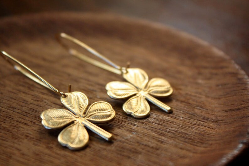 Lucky Charms Four Leaf Clover Earrings Luck of the Irish Shamrock Jewelry Handmade From Vintage B... | Etsy (US)