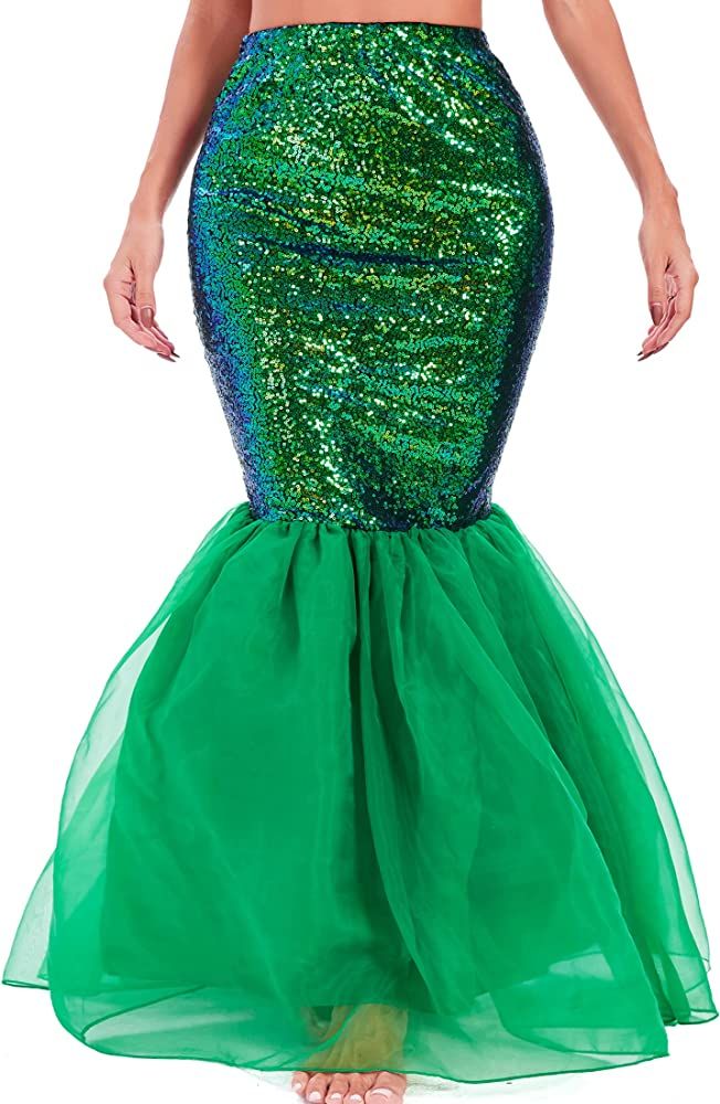Funna Mermaid Costume for Women Sequin Tail Maxi Skirt Halloween Party | Amazon (US)
