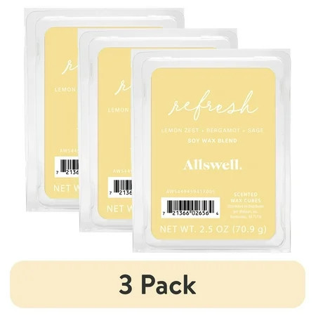 (3 pack) Allswell 6 Cube Wax Melts, Refresh (Lemon Zest + Bergamot + Sage), 2.5 oz | Walmart (US)