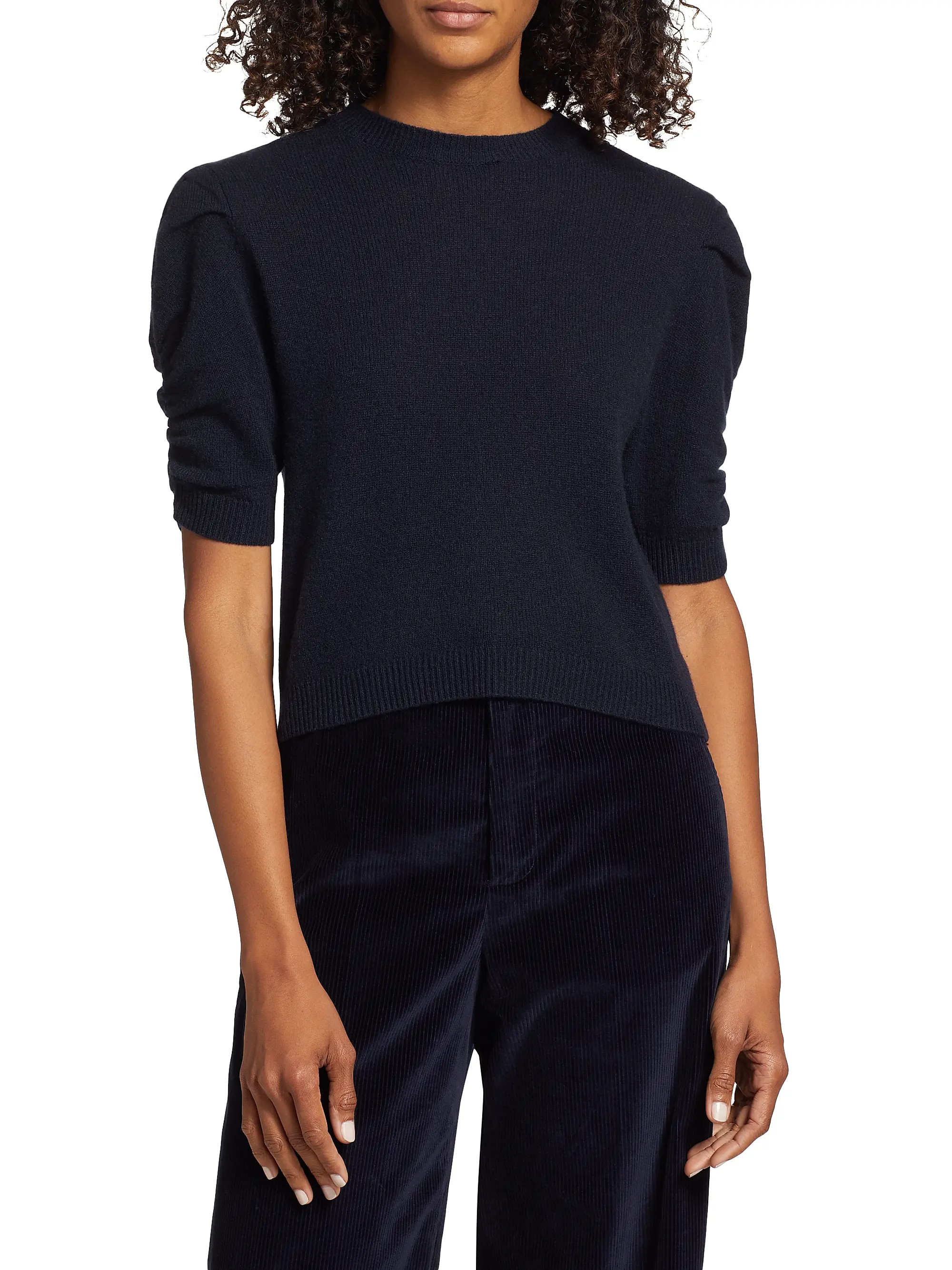 Ruched Sleeve Cashmere-Wool Sweater | Saks Fifth Avenue