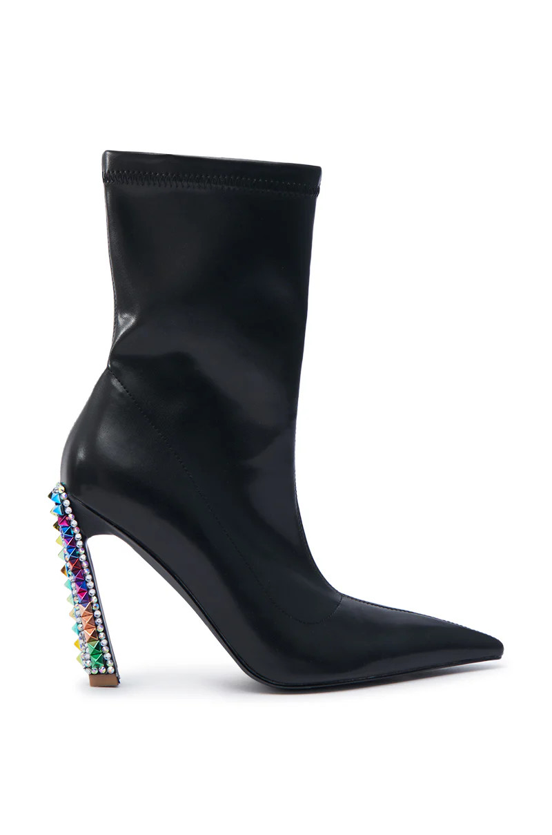GRYFFON-BLACK MULTI STUDDED STILETTO BOOTIE | Azalea Wang