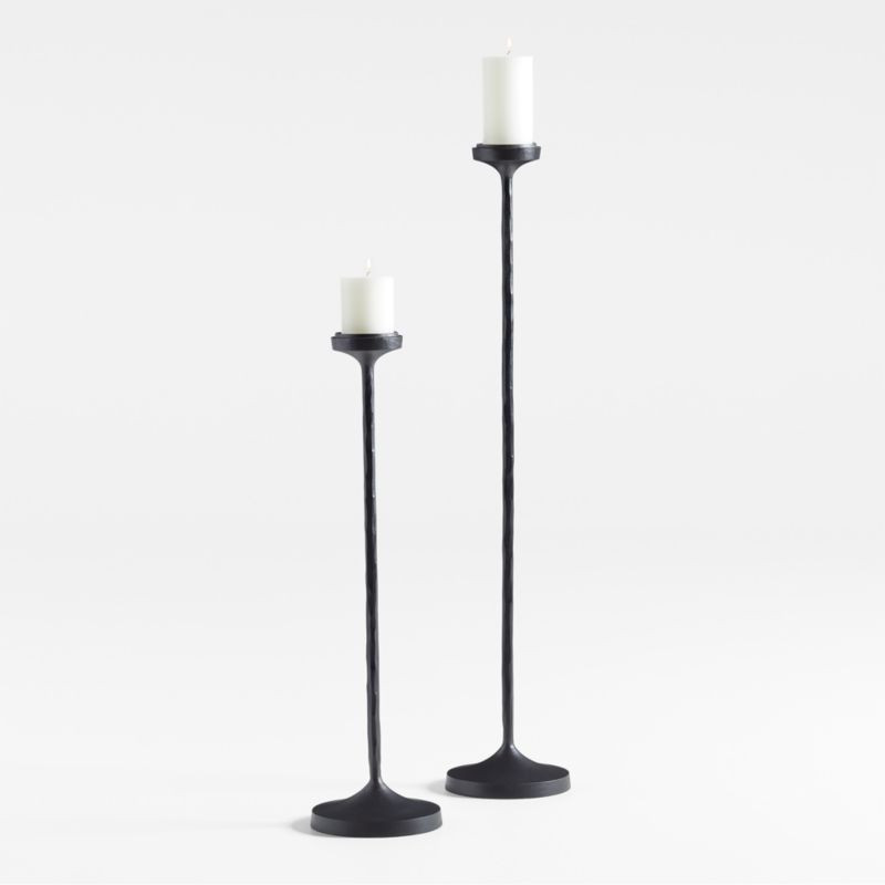 Maloy Black Metal Floor Pillar and Taper Holders, Set of 2 + Reviews | Crate & Barrel | Crate & Barrel