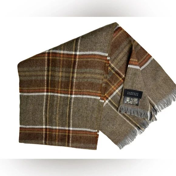 Barney’s New York Brown and Orange Plaid Scarf | Poshmark