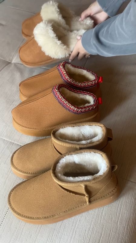 Ugg dupes!! Love these so much for the fall!! Full review coming on my YouTube soon - @sequinsandsatin

1st pair: ugg slipper dupes - fit is true to size, the heel is a bit narrow so I wouldn’t recommend these if you have a wider foot

2nd pair: ugg tazz dupes - fit true to size, SUCH high quality and very comfortable 

3rd pair: Ugg boot dupes - fit true to size, lighter weight than the regular Uggs but still great quality and perfect for fall!!

Linked the original versions for all the Uggs so you can see the difference!

*not knockoffs, just a similar vibe for less $$

#LTKSeasonal #LTKshoecrush #LTKU
