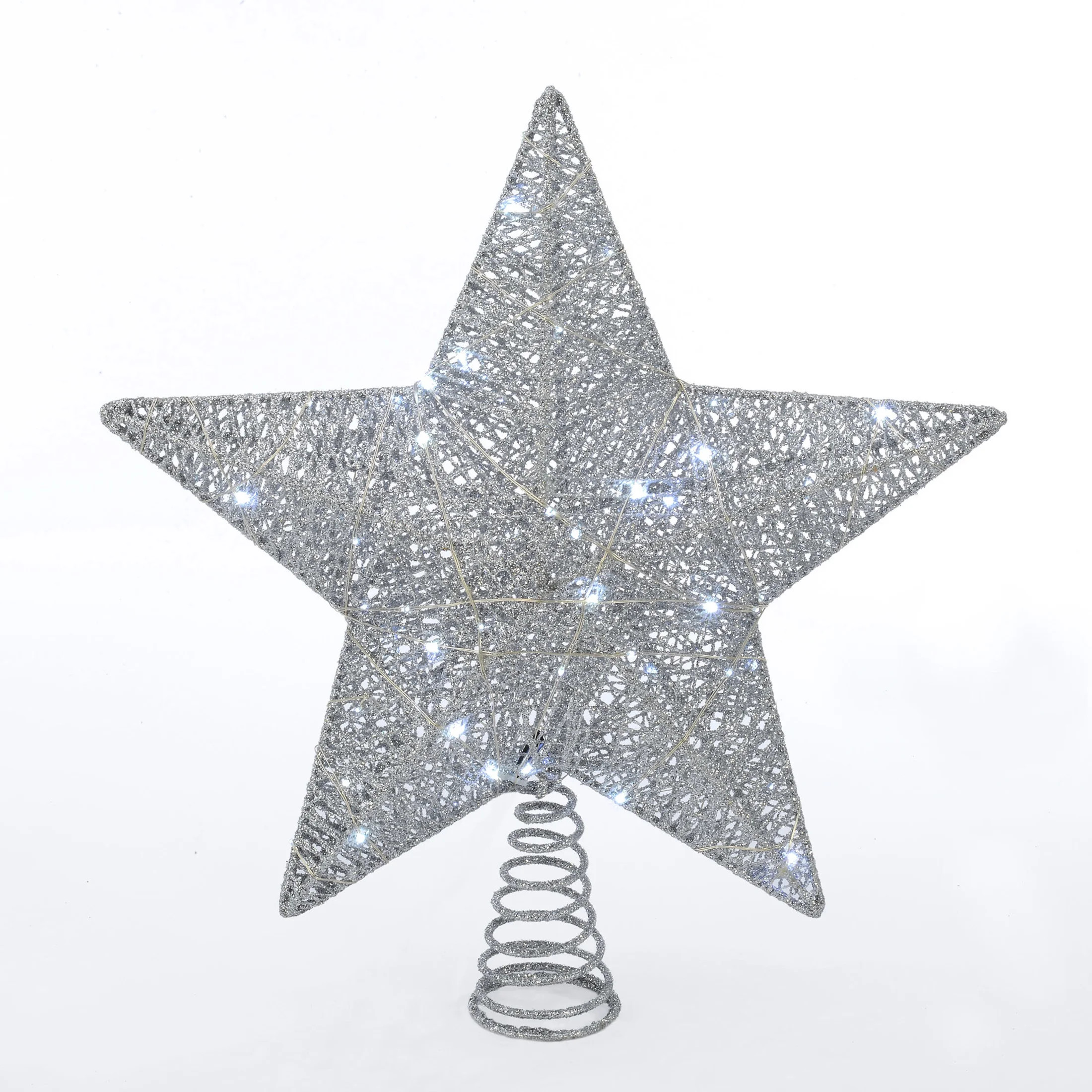 Silver Star LED Christmas Tree Topper, 15", 1 Count, by Holiday Time | Walmart (US)