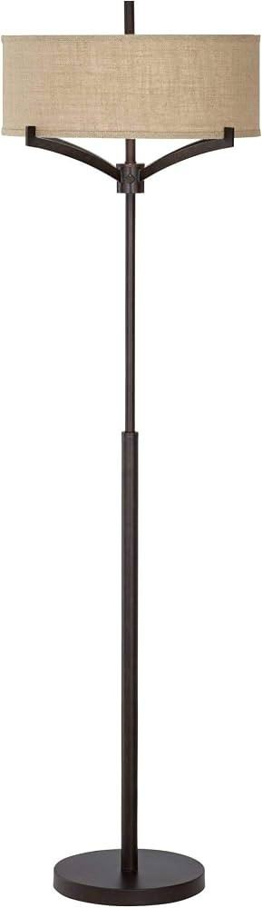 Franklin Iron Works Tremont 62" Tall 2-Light Floor Lamp with Burlap Shade | Amazon (US)