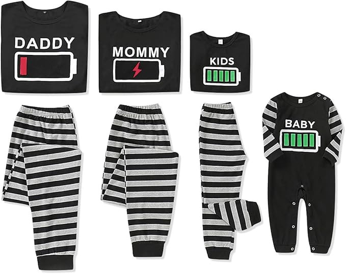 Holiday Family Matching Pajamas Cotton Pjs Set Sleepwears Long Sleeve Tops Striped Pajamas Pant F... | Amazon (US)