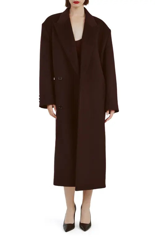 Bardot Oversize Longline Coat in Deep Plum at Nordstrom, Size Medium | Nordstrom