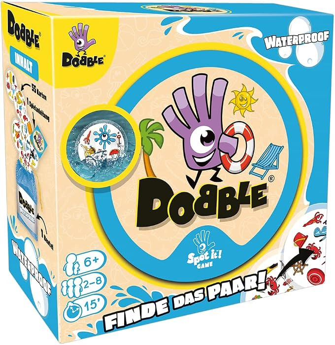 Asmodee, Dobble Waterproof, DE-Version, Familienspiel, Kartenspiel, Schnelles und lustiges Gesell... | Amazon (DE)