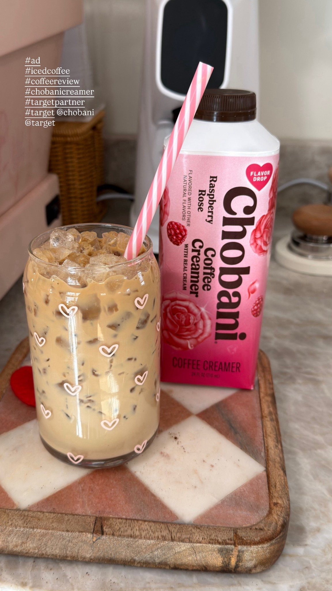 #ad You guys, this @chobani creamer blew my mind in the best way possible. I honestly thought it was not gonna taste good, but it really is delicious. Do not let the rose flavor scare you because paired with raspberry, this flavor combo is super yummy! Available at @Target now through 2/14 so run and try it! I linked the creamer here, so you can shop it directly! 

#TargetPartner #ChobaniCreamer #CoffeeReview #IcedCoffee.