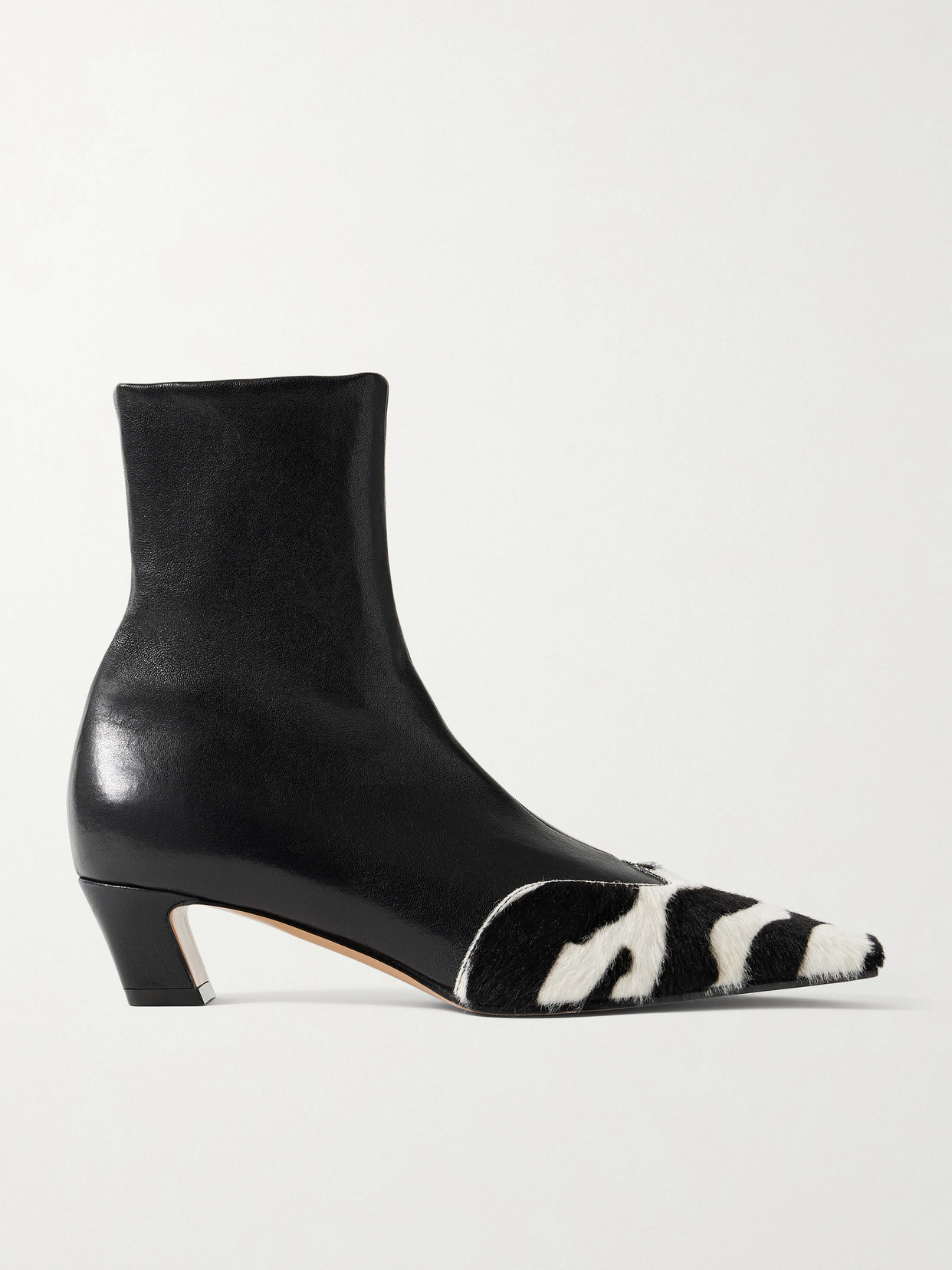 KHAITE - Nevada Leather And Zebra-print Calf Hair Ankle Boots - Animal Print | NET-A-PORTER (US)