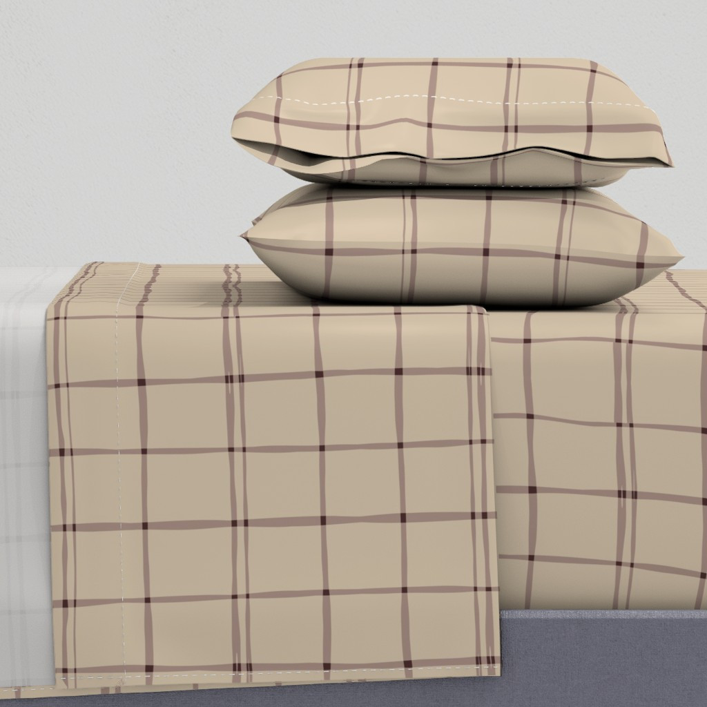 Hand Drawn Checks In Sand Sheet Set | Spoonflower | Spoonflower