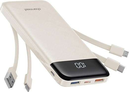 Portable Charger with Built in Cables, Portable Charger with Cords Wires Slim 10000mAh Travel Ess... | Amazon (US)