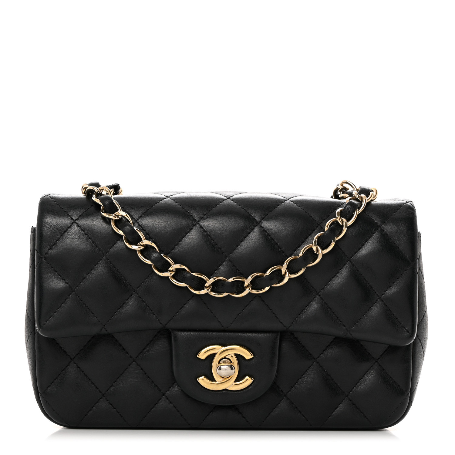 Lambskin Quilted Mini Rectangular Flap Black | FASHIONPHILE (US)